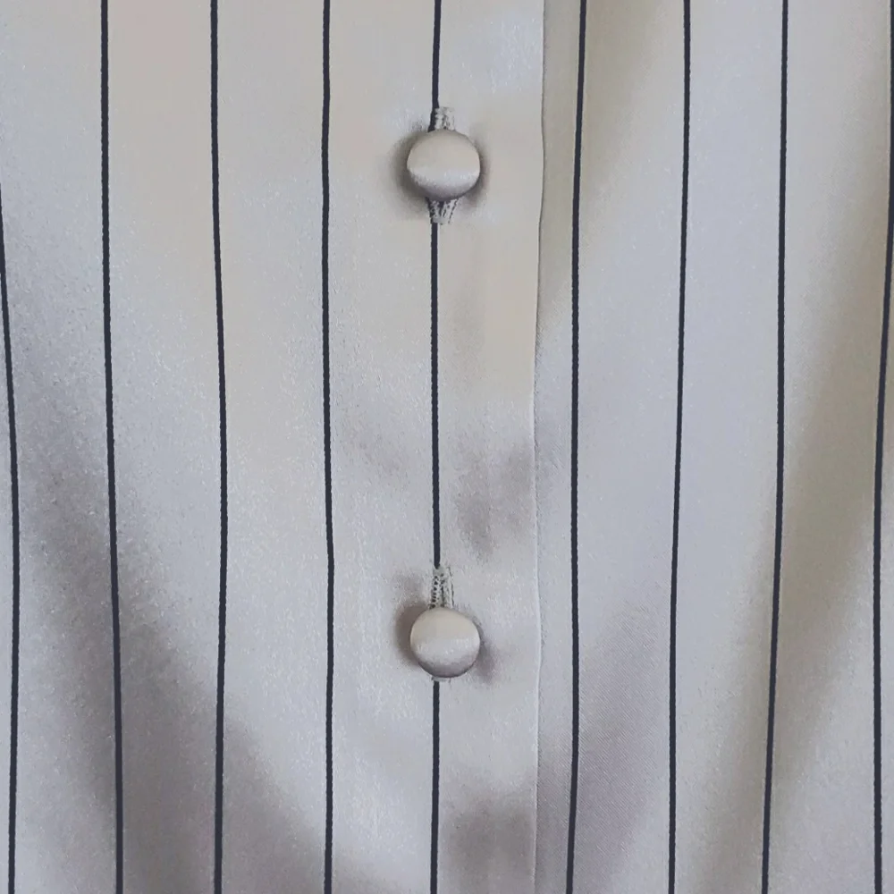 Yves St Claire Satin Silver Stripe Blouse 12P - Picture 4 of 11